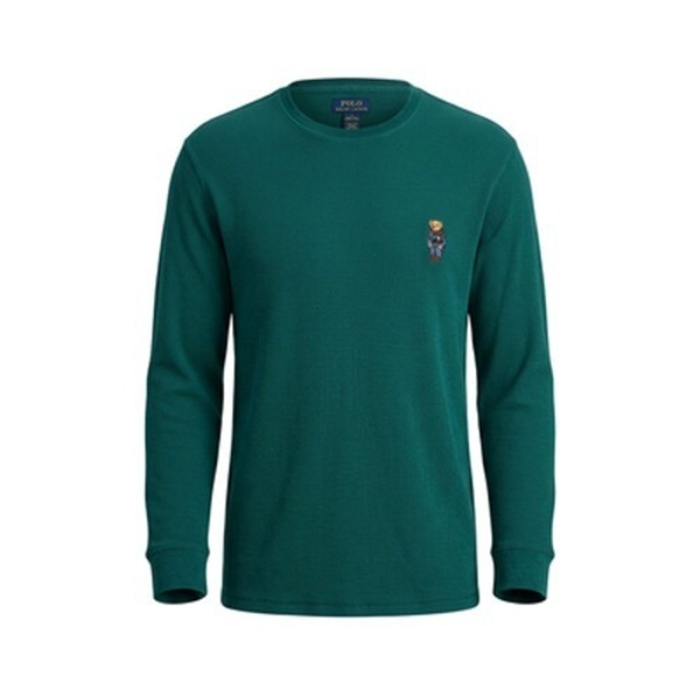 Polo Ralph Lauren Thermal Top Polar Bear Men 2XL Green Waffle Knit Preppy Grunge